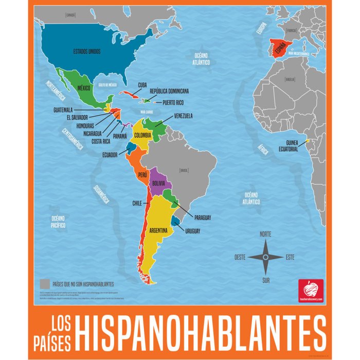 Mapa de los paises hispanohablantes