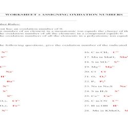 Oxidation numbers worksheet and answers