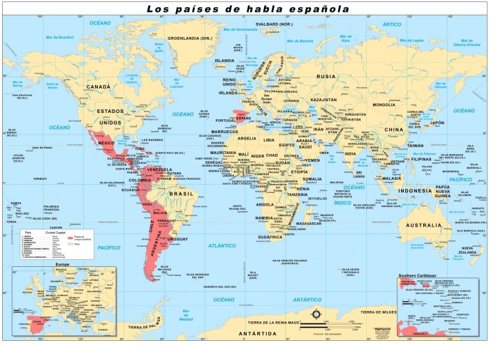 Mapa de los paises hispanohablantes