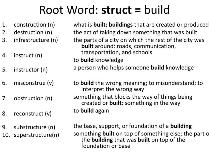 Words with the root word struct