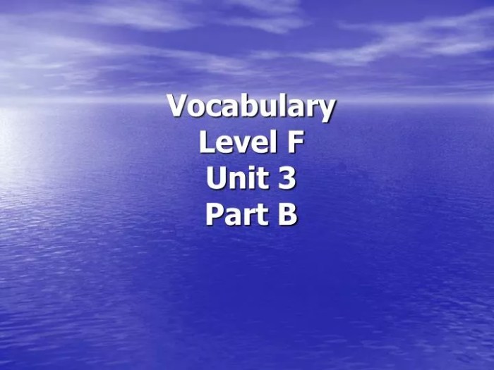 Vocabulary level f unit 3