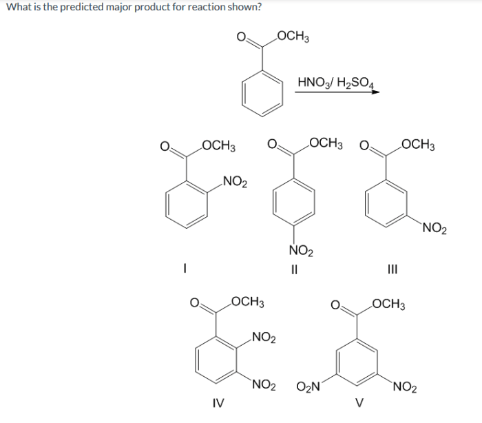 What is the predicted major product of the reaction shown